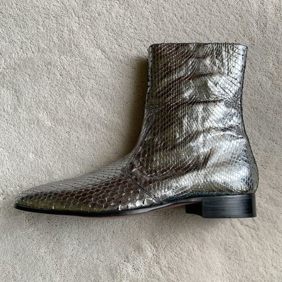 NIB JEAN-MICHEL CAZABAT ‘BOWIE’ Silver PYTHON Zip ANKLE BOOTS Size 41 EUR | 8 US - Picture 10 of 16